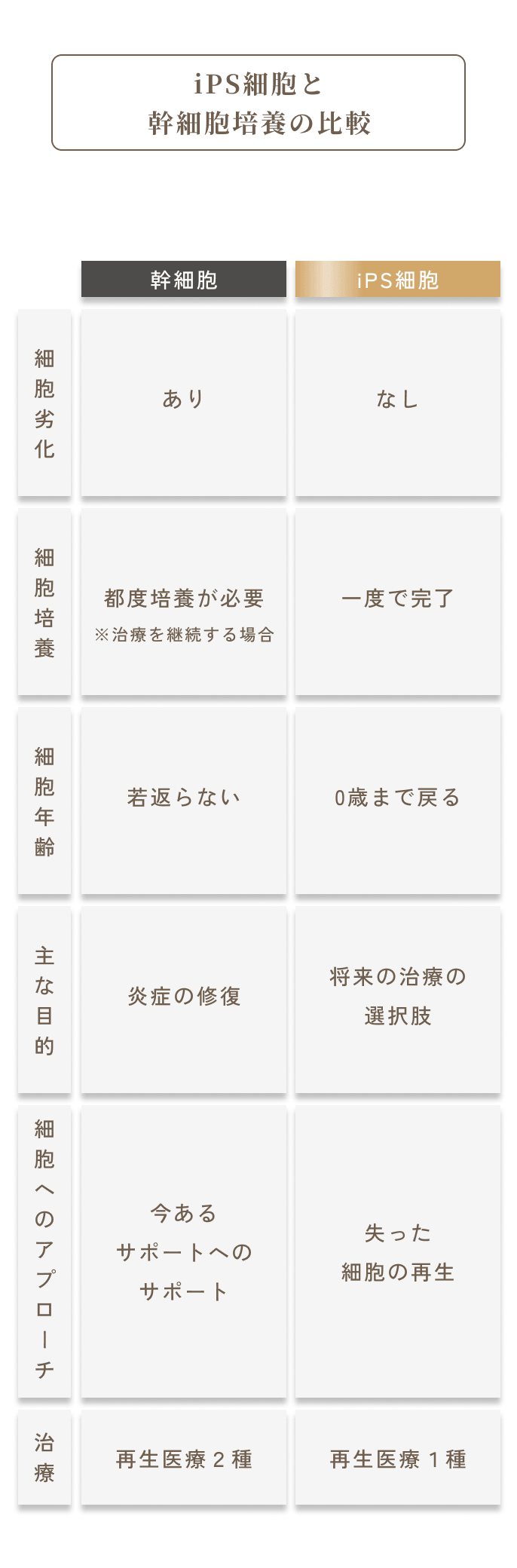 iPS細胞と幹細胞培養の比較